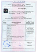 Приложение №1 к сертификату соответствия