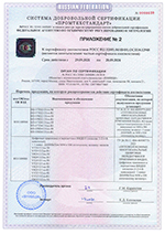 Приложение №2 к сертификату соответствия
