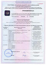 Приложение №4 к сертификату соответствия